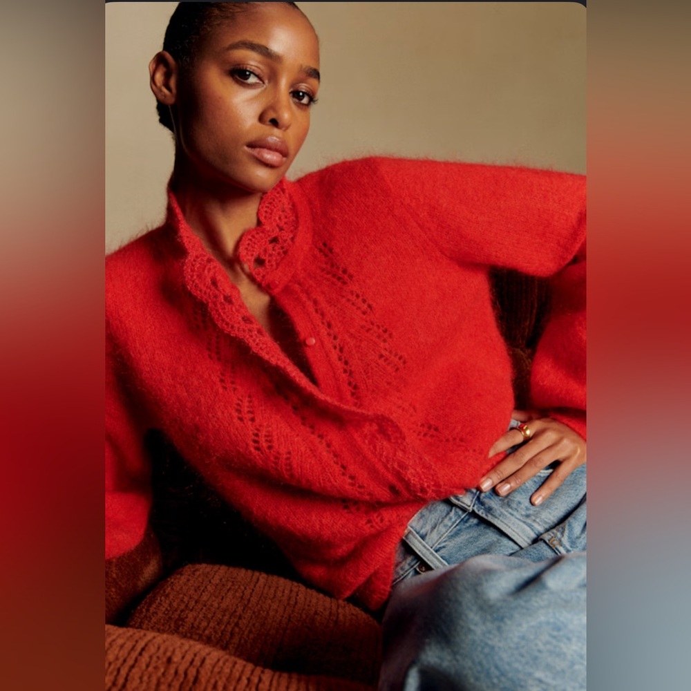 SEZANE Red Angie Cardigan, Size M!
